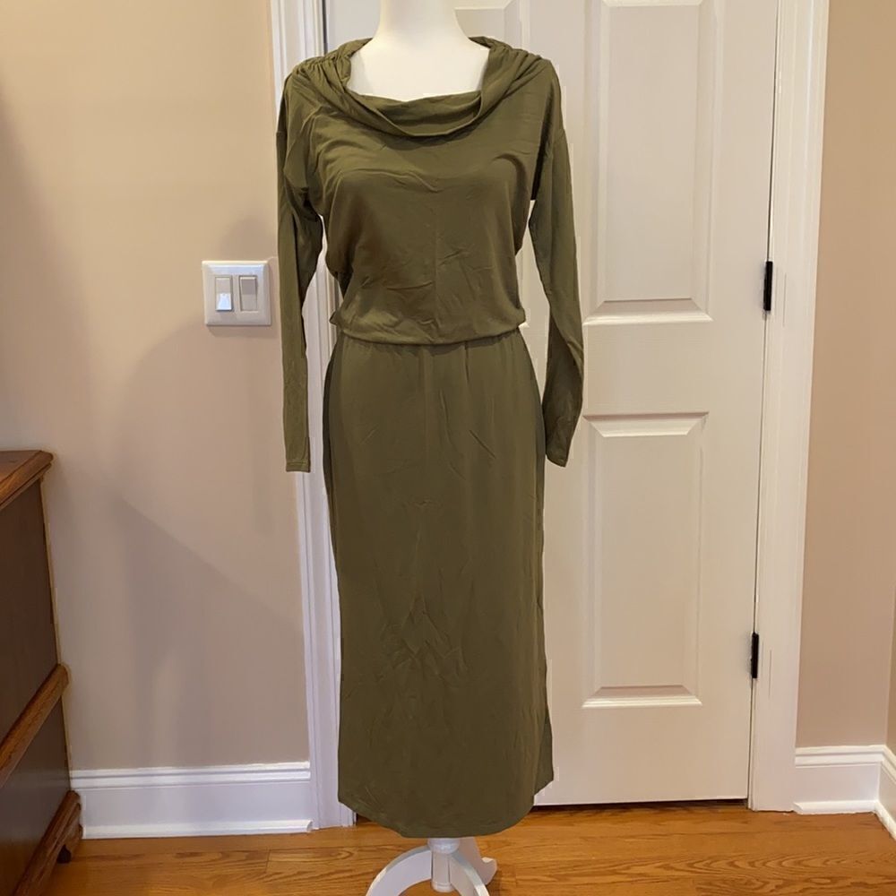 DKNY Sport Cowl Neck Dress Cargo Green Dress